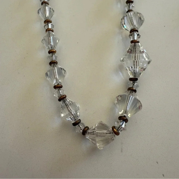 Necklace- Art Deco Style- Clear Beads- Clip on Earrings- Vintage - Picture 5 of 11